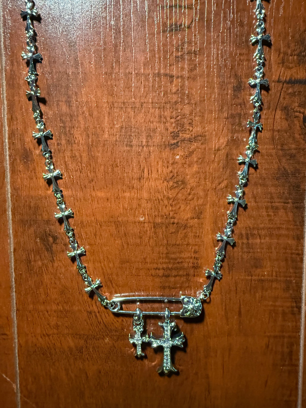 Opus 2 Silver Double Cross Necklace