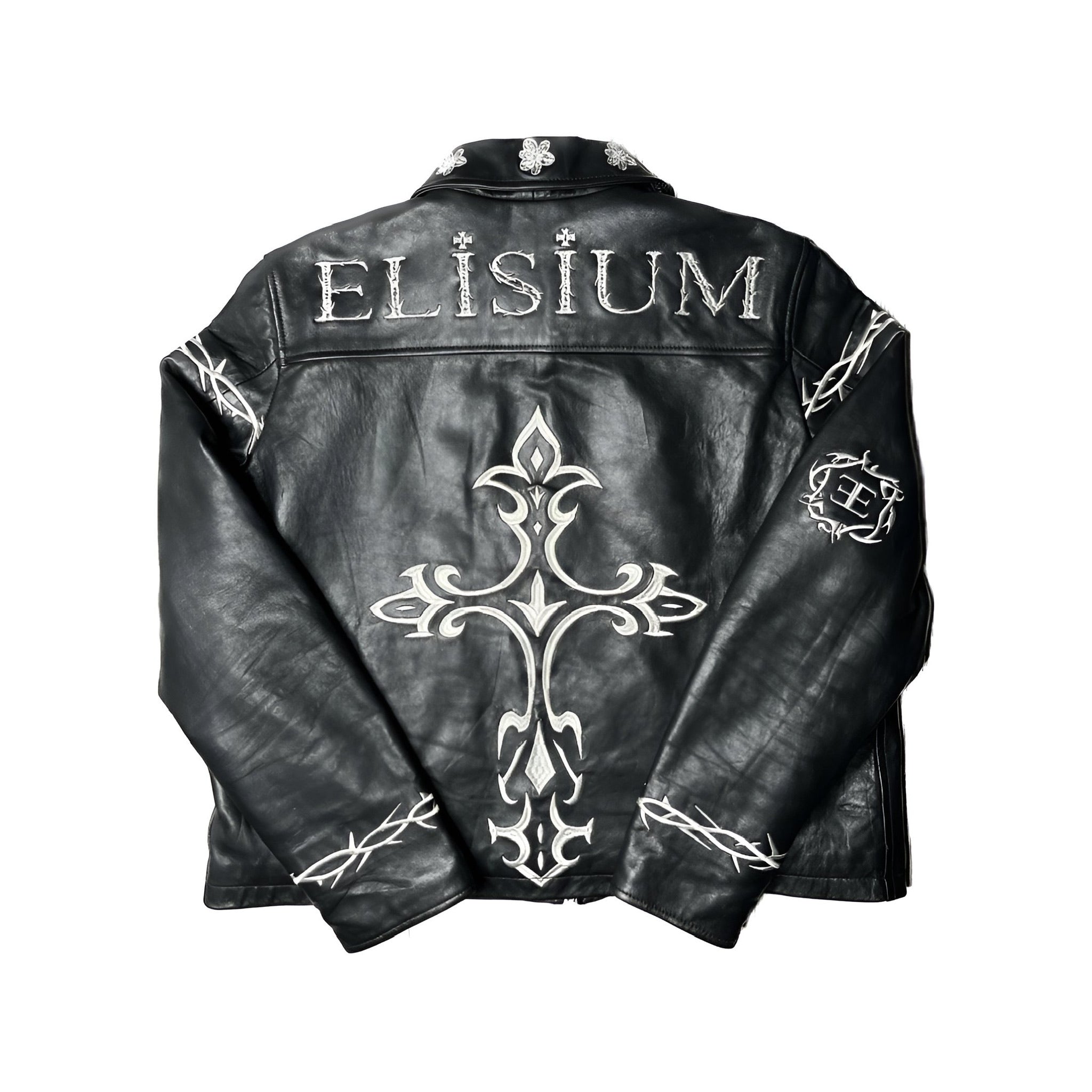 Affliction leather 2024 jacket with cross